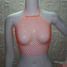 Load image into Gallery viewer, FestivalQueen Women Mesh Rhinestone Backless Crop Top Sexy Sleeveless