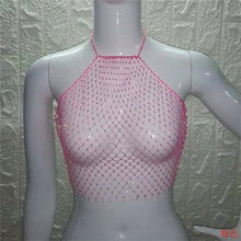 Load image into Gallery viewer, FestivalQueen Women Mesh Rhinestone Backless Crop Top Sexy Sleeveless