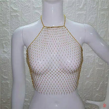 Load image into Gallery viewer, FestivalQueen Women Mesh Rhinestone Backless Crop Top Sexy Sleeveless