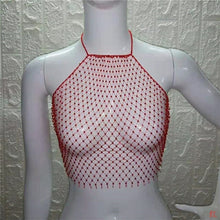 Load image into Gallery viewer, FestivalQueen Women Mesh Rhinestone Backless Crop Top Sexy Sleeveless