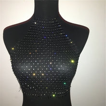 Load image into Gallery viewer, FestivalQueen Women Mesh Rhinestone Backless Crop Top Sexy Sleeveless