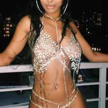 Load image into Gallery viewer, FestivalQueen bling metallic diamond crop top women sexy Beach