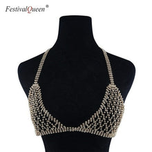 Load image into Gallery viewer, FestivalQueen luxury hollow out diamond bra set women sexy halter