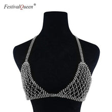 Load image into Gallery viewer, FestivalQueen luxury hollow out diamond bra set women sexy halter