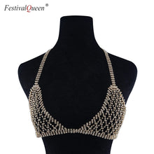 Load image into Gallery viewer, FestivalQueen luxury hollow out diamond bra set women sexy halter