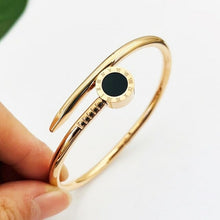 Load image into Gallery viewer, Fine Jewelry Black Round Bangle Roman Numerals Bracelet