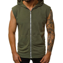 Load image into Gallery viewer, Men Tank Top Zippered Hooded Vests Sleeveless
