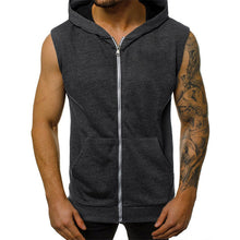 Load image into Gallery viewer, Men Tank Top Zippered Hooded Vests Sleeveless