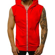 Load image into Gallery viewer, Men Tank Top Zippered Hooded Vests Sleeveless
