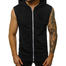 Load image into Gallery viewer, Men Tank Top Zippered Hooded Vests Sleeveless