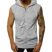 Load image into Gallery viewer, Men Tank Top Zippered Hooded Vests Sleeveless