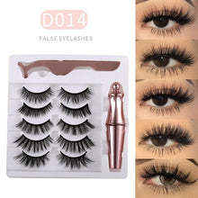 Load image into Gallery viewer, Five Pairs Of 3D Magnetic Eyelashes Eyeliner Liquid False Eyelashes