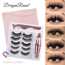 Load image into Gallery viewer, Five Pairs Of 3D Magnetic Eyelashes Eyeliner Liquid False Eyelashes