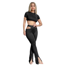 Load image into Gallery viewer, Flare Pant High Waist Khaki Trousers Pantalon Femme Hollow Out Split