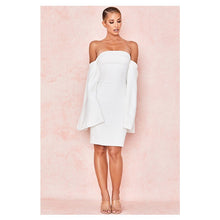 Load image into Gallery viewer, Flare Sleeve Dew Shoulder Short Mermaid Off the Shoulder Party Wear