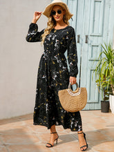 Load image into Gallery viewer, Floral Dress Women Long Sleeve Ruched Print A Line O Neck Maxi Sexy
