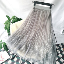 Load image into Gallery viewer, Floral Embroidery A line Tutu Lace Mesh Skirt Women Elegant Tulle Long
