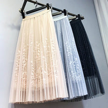 Load image into Gallery viewer, Floral Embroidery A line Tutu Lace Mesh Skirt Women Elegant Tulle Long