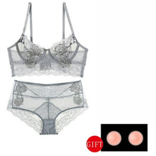 Load image into Gallery viewer, Floral Embroidery Lace Bra And High Waist Panties Set Sexy Lingerie