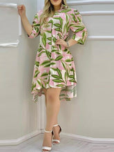 Load image into Gallery viewer, Floral Print Button Design Shirt Dress Long Sleeve Casual