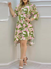 Load image into Gallery viewer, Floral Print Button Design Shirt Dress Long Sleeve Casual