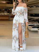 Load image into Gallery viewer, Floral Print Thigh Slit Romper