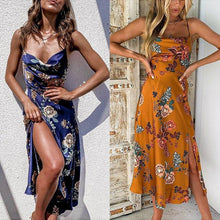 Load image into Gallery viewer, Floral Print Sleeveless Spaghetti Strap Long Dress Summer Women Sexy - Sophornlilly