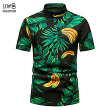 Load image into Gallery viewer, Floral Shirts Men Stand Collar Casual Mens Shirt Hawaiian Oversized