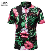 Load image into Gallery viewer, Floral Shirts Men Stand Collar Casual Mens Shirt Hawaiian Oversized