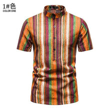 Load image into Gallery viewer, Floral Shirts Men Stand Collar Casual Mens Shirt Hawaiian Oversized