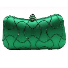 Load image into Gallery viewer, Flower Emerald Dark Green Rhinestone Crystal Clutch Evening Bags for