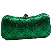 Load image into Gallery viewer, Flower Emerald Dark Green Rhinestone Crystal Clutch Evening Bags for