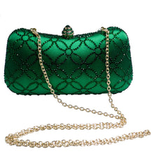 Load image into Gallery viewer, Flower Emerald Dark Green Rhinestone Crystal Clutch Evening Bags for