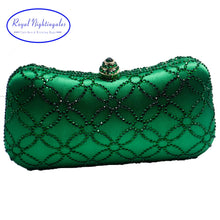 Load image into Gallery viewer, Flower Emerald Dark Green Rhinestone Crystal Clutch Evening Bags for