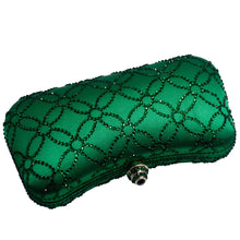 Load image into Gallery viewer, Flower Emerald Dark Green Rhinestone Crystal Clutch Evening Bags for