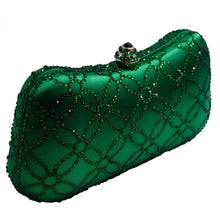 Load image into Gallery viewer, Flower Emerald Dark Green Rhinestone Crystal Clutch Evening Bags for