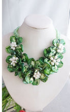 Load image into Gallery viewer, Flower Green Shell Crystal Necklace Bridal Wedding Necklace 20"|Choker