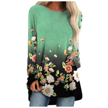 Load image into Gallery viewer, Flower Printing Women&#39;s Blouse Casual Long Sleeve O neck Shirts Loose