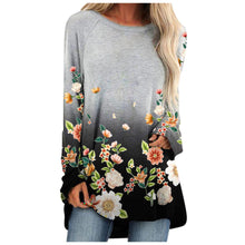 Load image into Gallery viewer, Flower Printing Women&#39;s Blouse Casual Long Sleeve O neck Shirts Loose