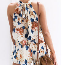 Load image into Gallery viewer, Flower Print Chiffon Elegant Jumpsuit Romper Ruffle Halter High Waist