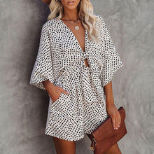 Load image into Gallery viewer, Foridol Leopard Print Bowknot Wide Leg Romper Overalls Casual - Sophornlilly