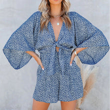 Load image into Gallery viewer, Leopard Print Bowknot Wide Leg Romper Overalls