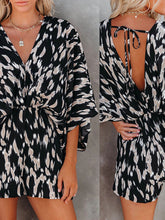 Load image into Gallery viewer, Leopard Print Bowknot Wide Leg Romper Overalls