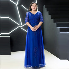 Load image into Gallery viewer, Formal Evening Dress Royal Blue Pearl Women Party Dresses