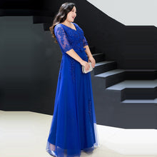 Load image into Gallery viewer, Formal Evening Dress Royal Blue Pearl Women Party Dresses