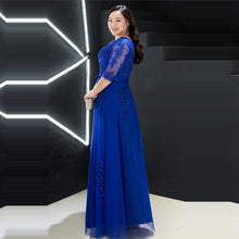 Load image into Gallery viewer, Formal Evening Dress Royal Blue Pearl Women Party Dresses