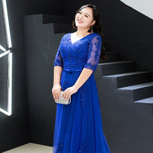 Load image into Gallery viewer, Formal Evening Dress Royal Blue Pearl Women Party Dresses