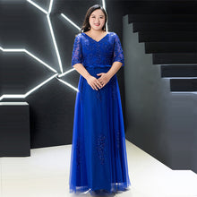 Load image into Gallery viewer, Formal Evening Dress Royal Blue Pearl Women Party Dresses