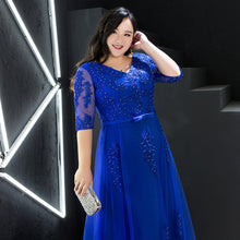 Load image into Gallery viewer, Formal Evening Dress Royal Blue Pearl Women Party Dresses