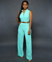 Load image into Gallery viewer, Formal Jumpsuit Wide Leg Pants Sleeveless Belt